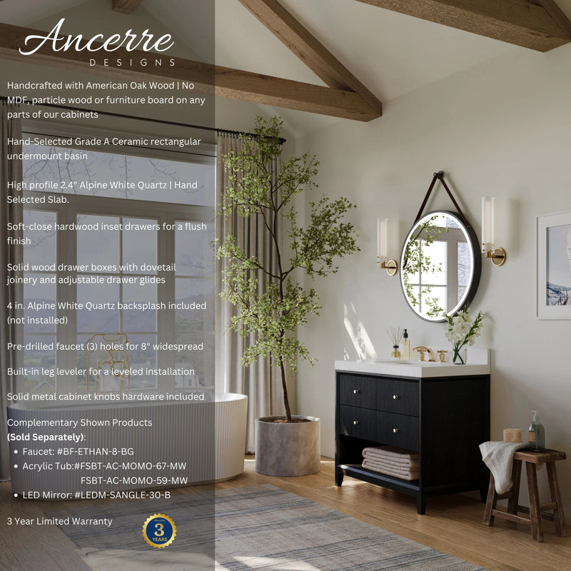 Load image into Gallery viewer, Ancerre 36” Momo Bathroom Vanity Oak Single Sink VTS-Momo-36-Oak-WQZ
