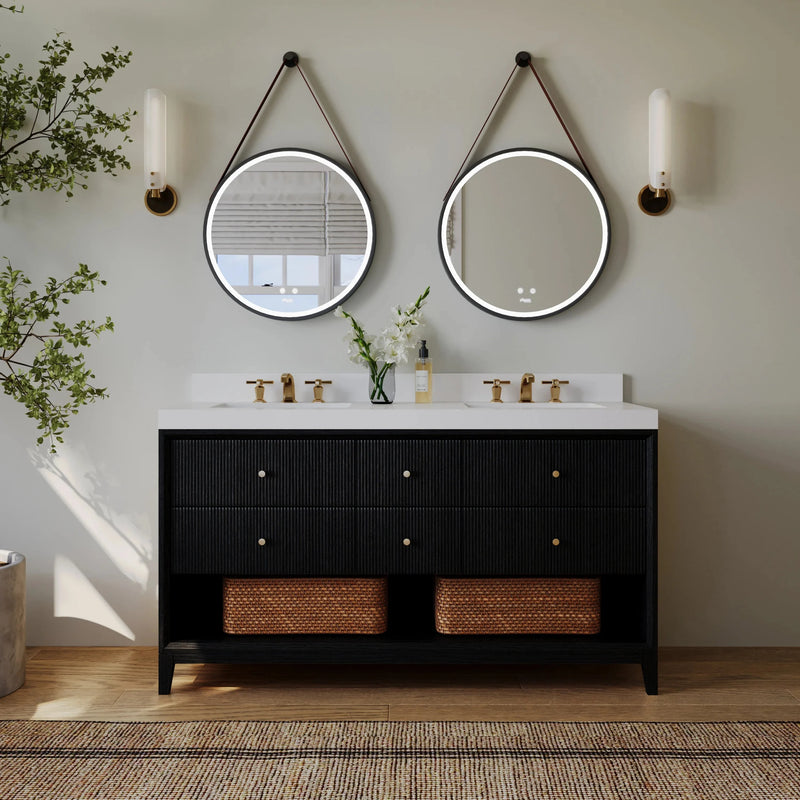 Load image into Gallery viewer, Ancerre 60” Momo Bathroom Vanity Oak Double Sinks VTS-Momo-60-Oak-WQZ
