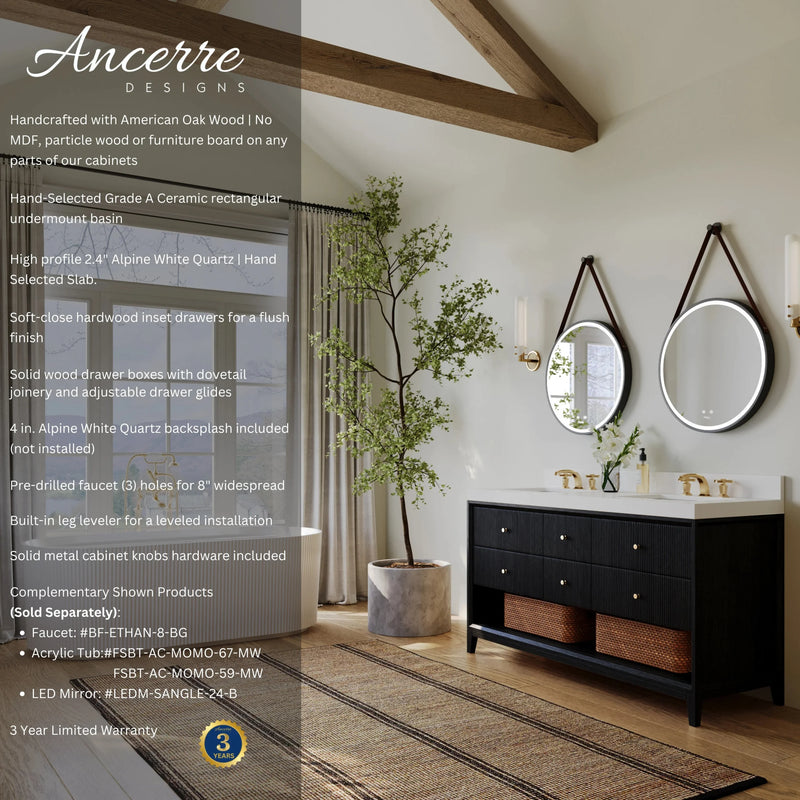 Load image into Gallery viewer, Ancerre 60” Momo Bathroom Vanity Oak Double Sinks VTS-Momo-60-Oak-WQZ
