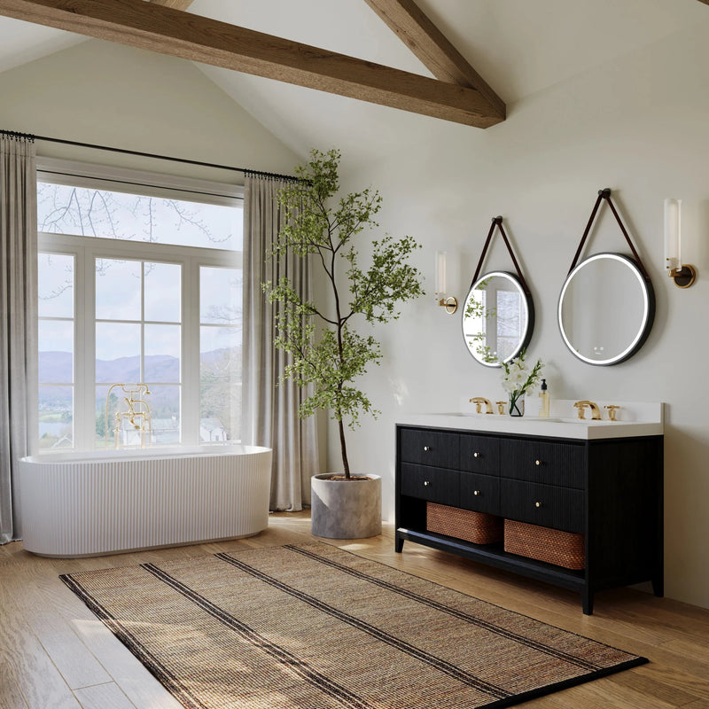 Load image into Gallery viewer, Ancerre 60” Momo Bathroom Vanity Oak Double Sinks VTS-Momo-60-Oak-WQZ
