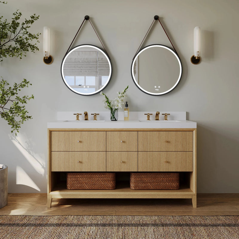 Load image into Gallery viewer, Ancerre 60” Momo Bathroom Vanity Oak Double Sinks VTS-Momo-60-Oak-WQZ
