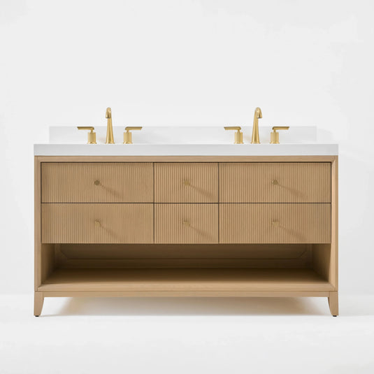 Ancerre 60” Momo Bathroom Vanity Oak Double Sinks VTS-Momo-60-Oak-WQZ