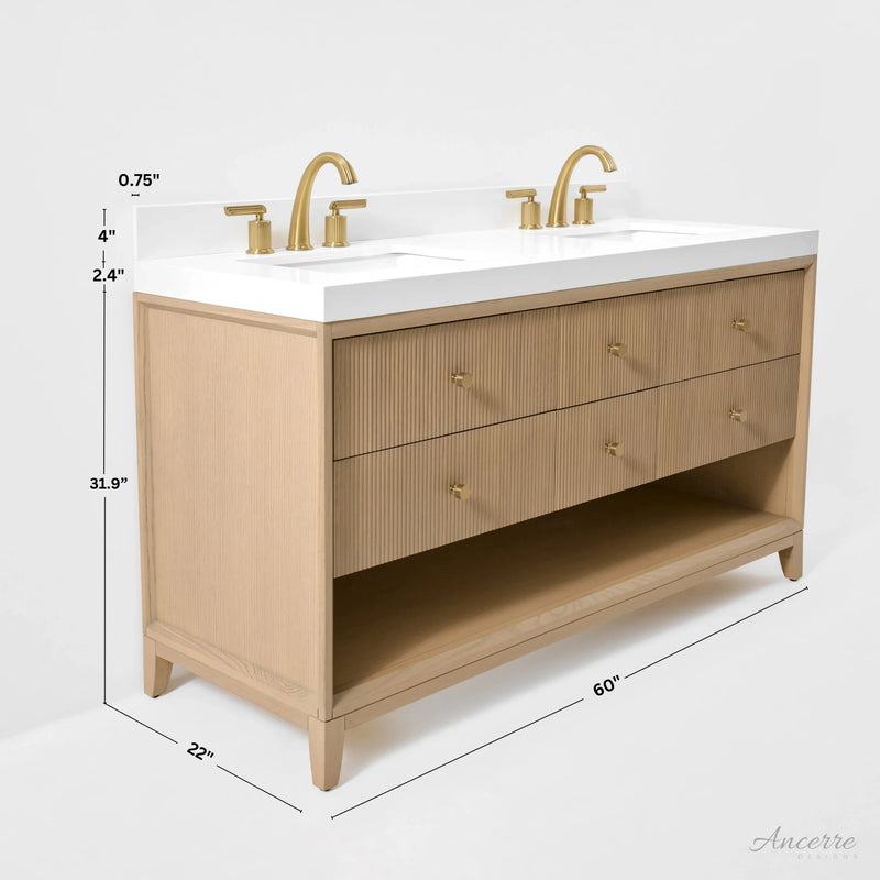 Load image into Gallery viewer, Ancerre 60” Momo Bathroom Vanity Oak Double Sinks VTS-Momo-60-Oak-WQZ
