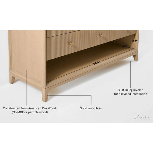 Ancerre 60” Momo Bathroom Vanity Oak Double Sinks VTS-Momo-60-Oak-WQZ