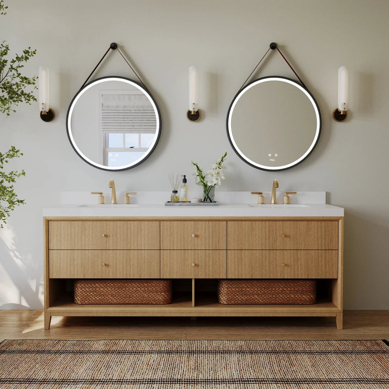 Load image into Gallery viewer, Ancerre 84” Momo Bathroom Vanity Oak Double Sinks VTS-Momo-84-Oak-WQZ
