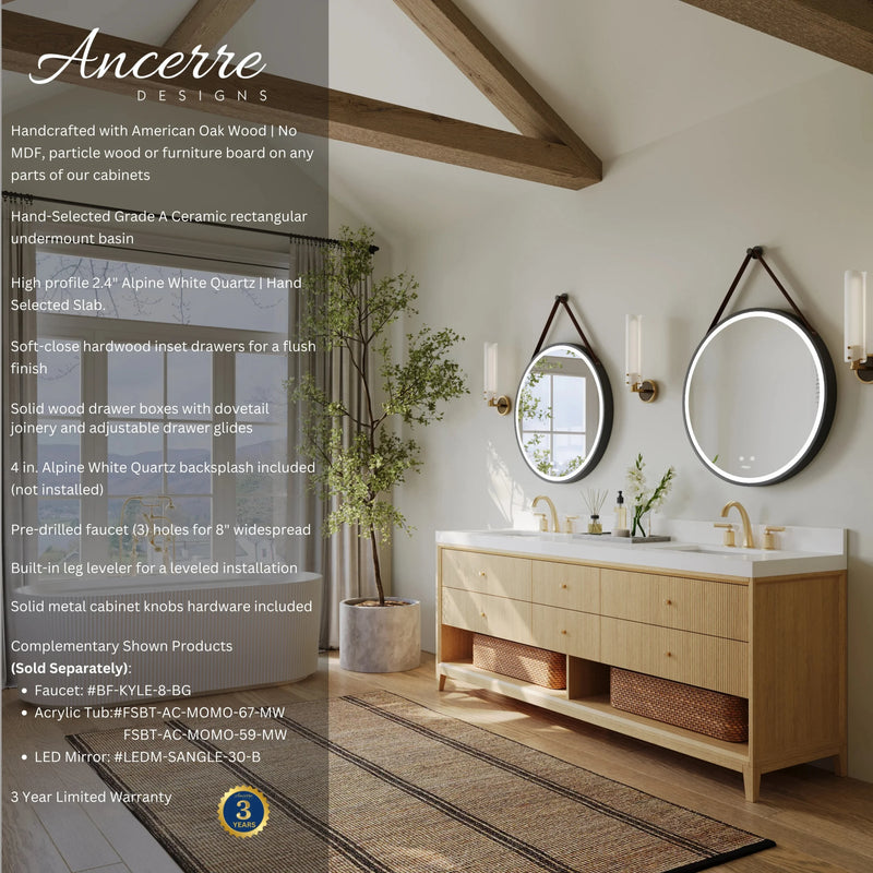 Load image into Gallery viewer, Ancerre 84” Momo Bathroom Vanity Oak Double Sinks VTS-Momo-84-Oak-WQZ
