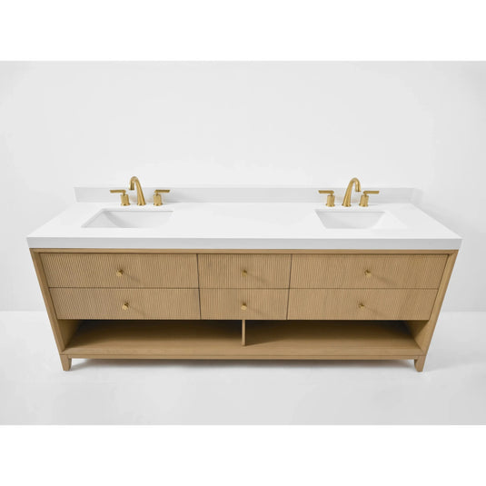 Ancerre 84” Momo Bathroom Vanity Oak Double Sinks VTS-Momo-84-Oak-WQZ