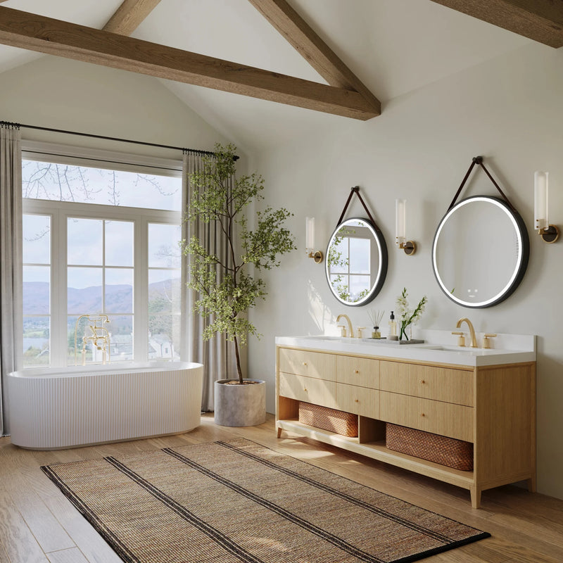 Load image into Gallery viewer, Ancerre 84” Momo Bathroom Vanity Oak Double Sinks VTS-Momo-84-Oak-WQZ
