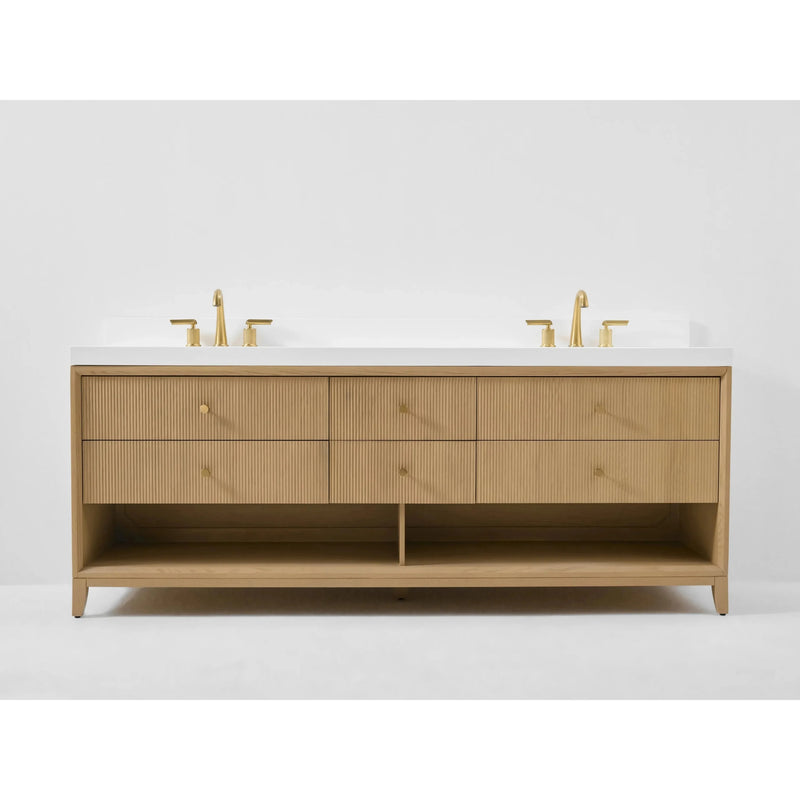 Load image into Gallery viewer, Ancerre 84” Momo Bathroom Vanity Oak Double Sinks VTS-Momo-84-Oak-WQZ
