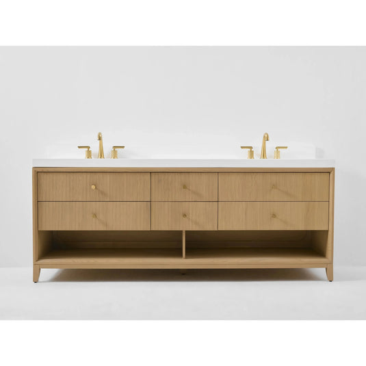 Ancerre 84” Momo Bathroom Vanity Oak Double Sinks VTS-Momo-84-Oak-WQZ