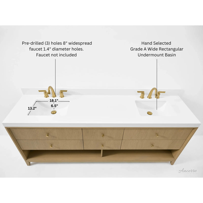 Load image into Gallery viewer, Ancerre 84” Momo Bathroom Vanity Oak Double Sinks VTS-Momo-84-Oak-WQZ
