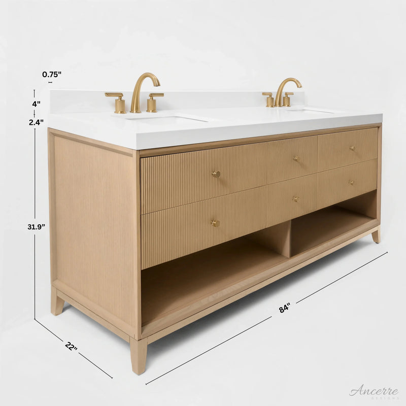 Load image into Gallery viewer, Ancerre 84” Momo Bathroom Vanity Oak Double Sinks VTS-Momo-84-Oak-WQZ
