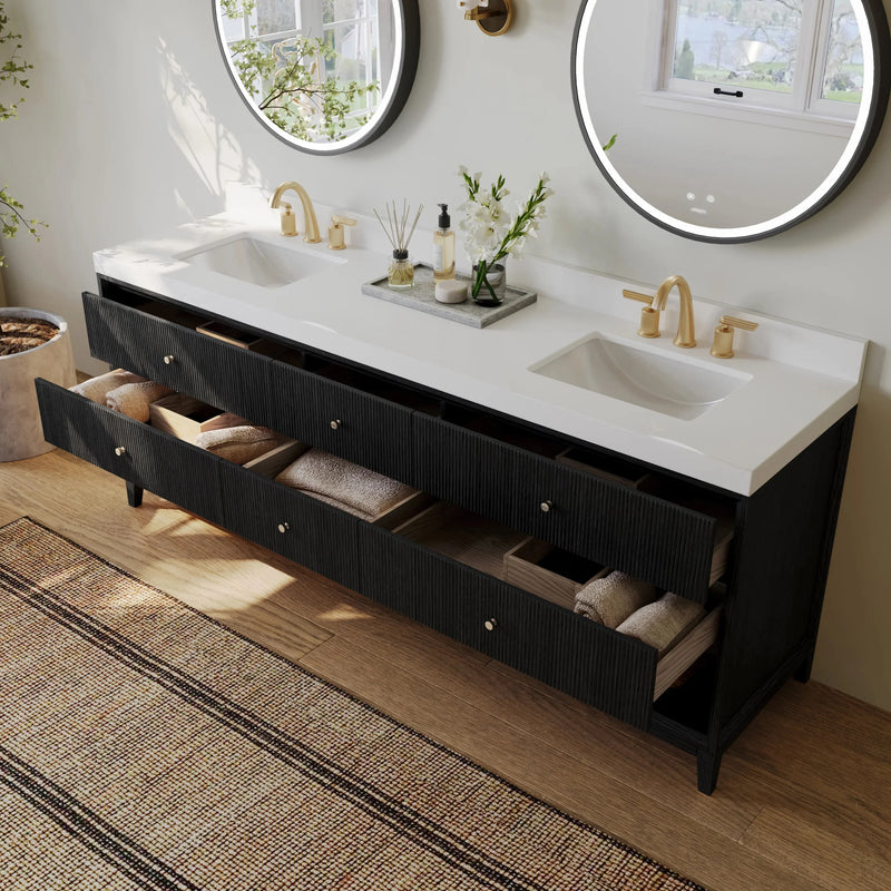 Load image into Gallery viewer, Ancerre 84” Momo Bathroom Vanity Oak Double Sinks VTS-Momo-84-Oak-WQZ

