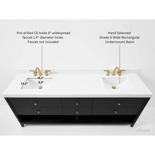 Ancerre 84” Momo Bathroom Vanity Oak Double Sinks VTS-Momo-84-Oak-WQZ