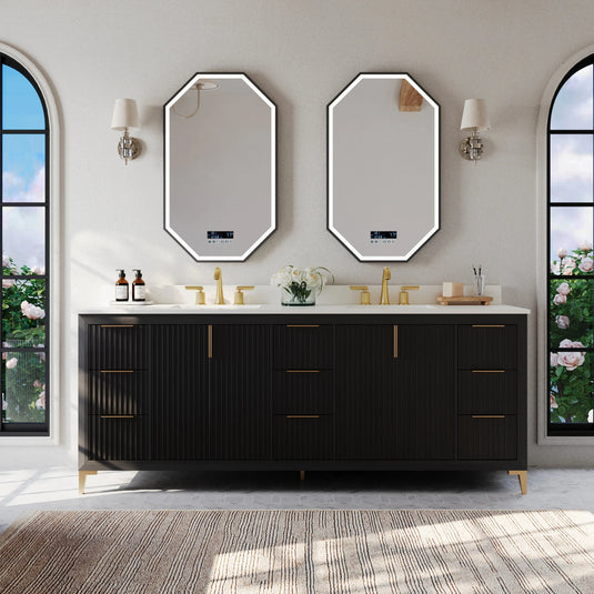 Ancerre 84” Turlington Bathroom Vanity Oak Double Sinks VTS-Turlington-84-Oak-WQZ
