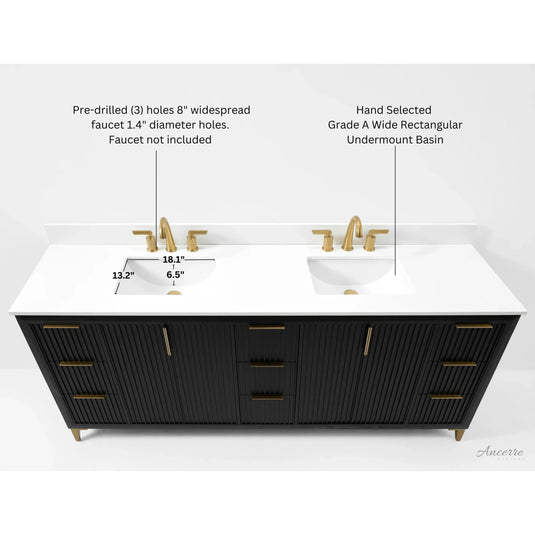 Ancerre 84” Turlington Bathroom Vanity Oak Double Sinks VTS-Turlington-84-Oak-WQZ