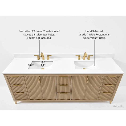 Ancerre 84” Turlington Bathroom Vanity Oak Double Sinks VTS-Turlington-84-Oak-WQZ
