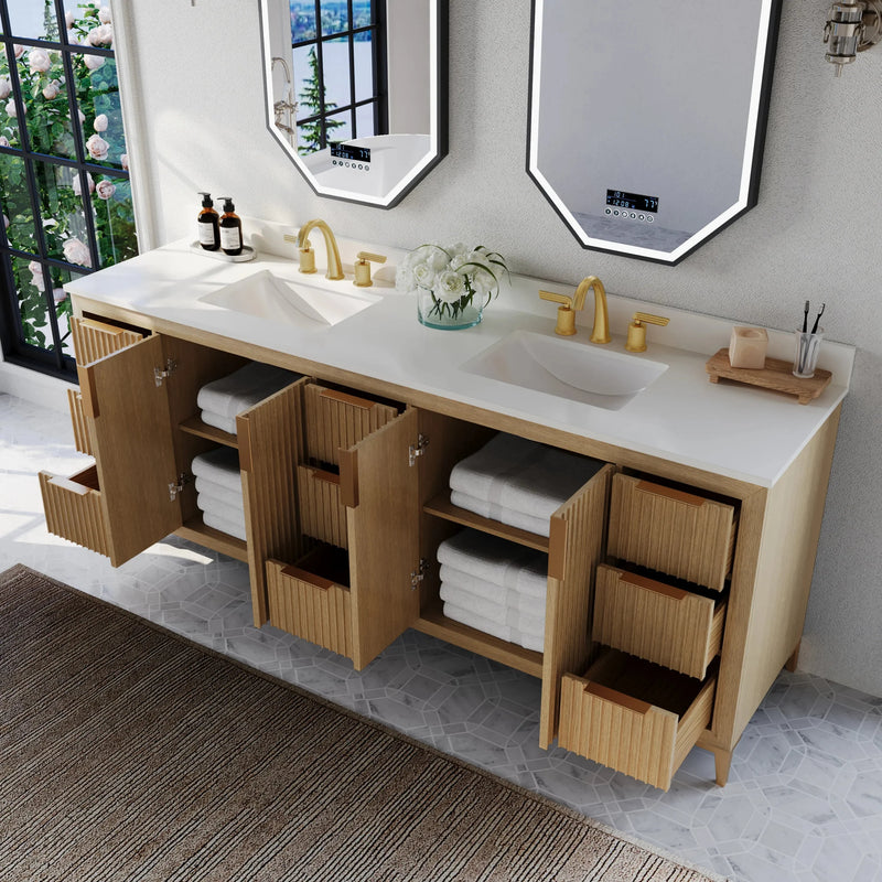 Load image into Gallery viewer, Ancerre 84” Turlington Bathroom Vanity Oak Double Sinks VTS-Turlington-84-Oak-WQZ
