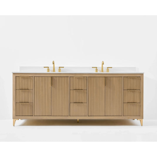 Ancerre 84” Turlington Bathroom Vanity Oak Double Sinks VTS-Turlington-84-Oak-WQZ