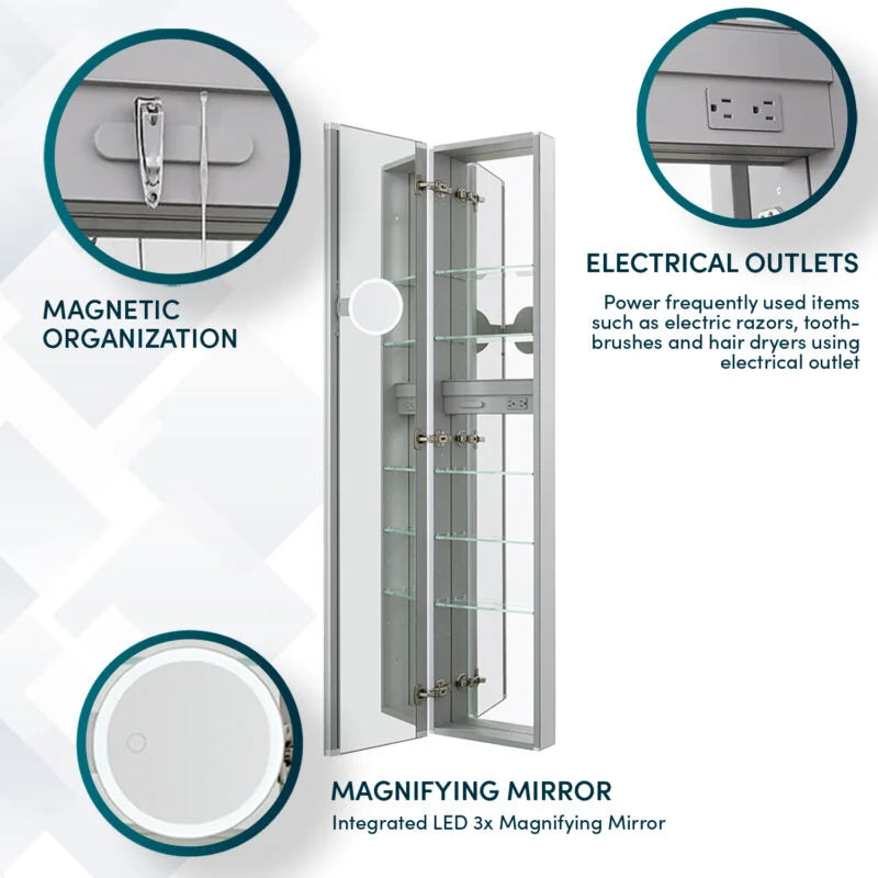 Load image into Gallery viewer, Aquadom Royale 15'' × 70'' Left Hinge Side Tall Medicine Cabinet
