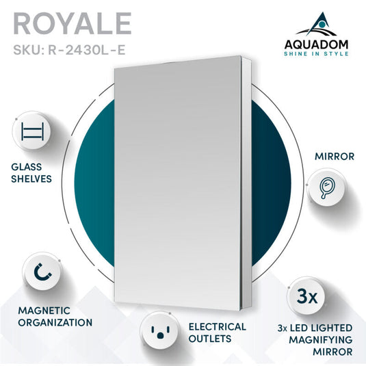 Aquadom Royale 24'' × 30'' Left Hinge Medicine Cabinet
