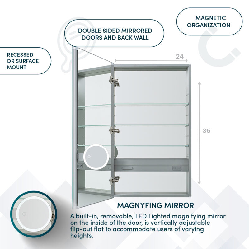 Load image into Gallery viewer, Aquadom Royale 24'' × 36'' Left Hinge Medicine Cabinet
