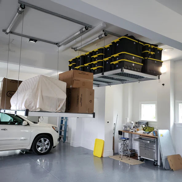 Load image into Gallery viewer, auxx-lift3-x6-storage-lift-platform-400lbs-silver-finish-with-remote-AUXX-1400S-3X6F-SG
