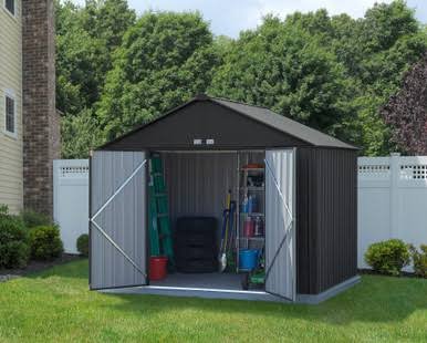 Load image into Gallery viewer, EZEE Shed Steel Storage 10 x 8 ft. Galvanized Extra High Gable Charcoal
