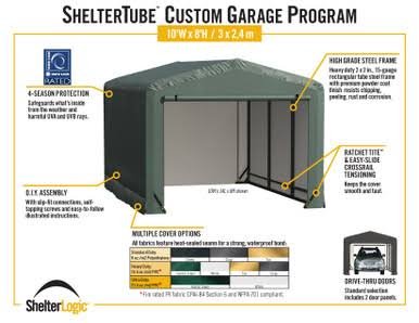 ShelterLogic ShelterTube Wind and Snow-Load Rated Garage, 10x14x8