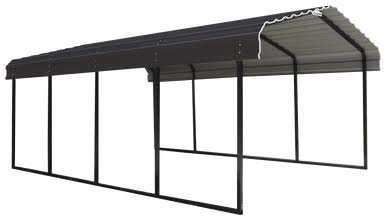 Load image into Gallery viewer, Steel Carport 12 x 20 x 7 ft. Galvanized Black/Charcoal, Snow Rated (35 PSF)
