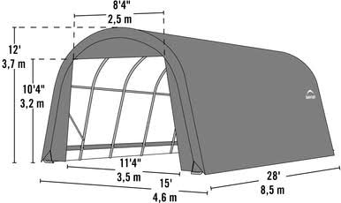 Load image into Gallery viewer, ShelterCoat 15 x 28 ft. Wind and Snow Rated Garage Round Gray STD
