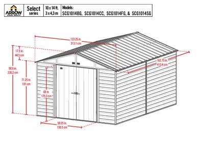 Arrow Select Steel Storage Shed, 10x14, Charcoal