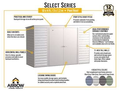 Load image into Gallery viewer, Arrow Select Steel Storage Shed, 10x4, Flute Grey
