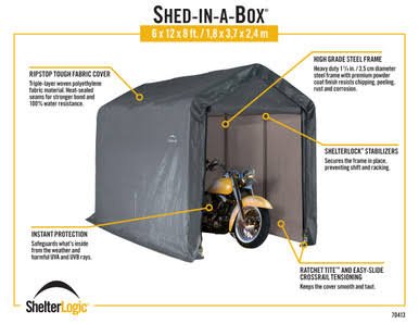 Load image into Gallery viewer, ShelterLogic Shed-in-a-Box 6 x 12 x 8 ft Peak Gray
