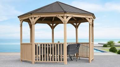 Load image into Gallery viewer, Yardistry Meridian Octagon Gazebo with Cedar Wood &amp; Aluminum Roof (12 ft.)
