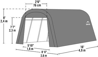 Load image into Gallery viewer, ShelterCoat 8 x 16 ft. Wind and Snow Rated Garage Round Gray STD
