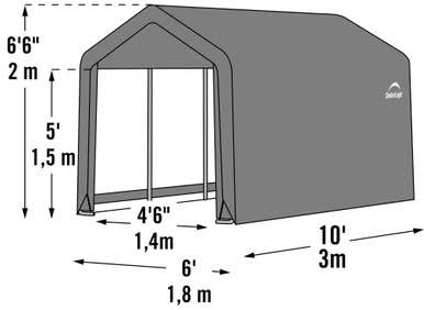 ShelterLogic Shed-in-a-Box 6 x 10 x 6 ft. 6 in. Peak Gray