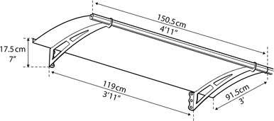 Load image into Gallery viewer, Canopia by Palram Aquila 1500 5 ft. x 3 ft. Door Awning Kit - Grey Structure &amp; Clear Panels

