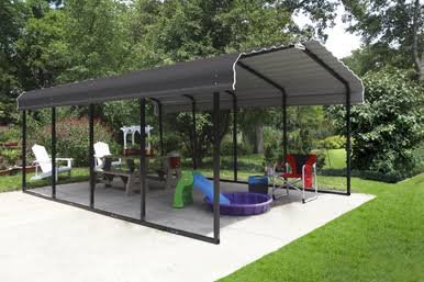 Load image into Gallery viewer, Steel Carport 12 x 20 x 7 ft. Galvanized Black/Charcoal, Snow Rated (35 PSF)
