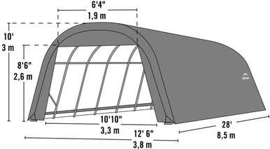 ShelterCoat 13 x 28 ft. Wind and Snow Rated Garage Round Green STD