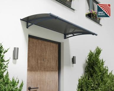 Load image into Gallery viewer, Canopia by Palram Aquila 1500 Door &amp; Window Awning, 5' L x 3' W x 6.5" H - Gray/Solar Gray
