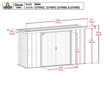 Load image into Gallery viewer, Arrow Classic Steel Storage Shed, 10x4, Flute Grey
