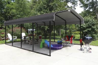 Load image into Gallery viewer, Steel Carport 12 x 20 x 7 ft. Galvanized Black/Charcoal, Snow Rated (35 PSF)
