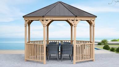 Yardistry Meridian Octagon Gazebo with Cedar Wood & Aluminum Roof (12 ft.)