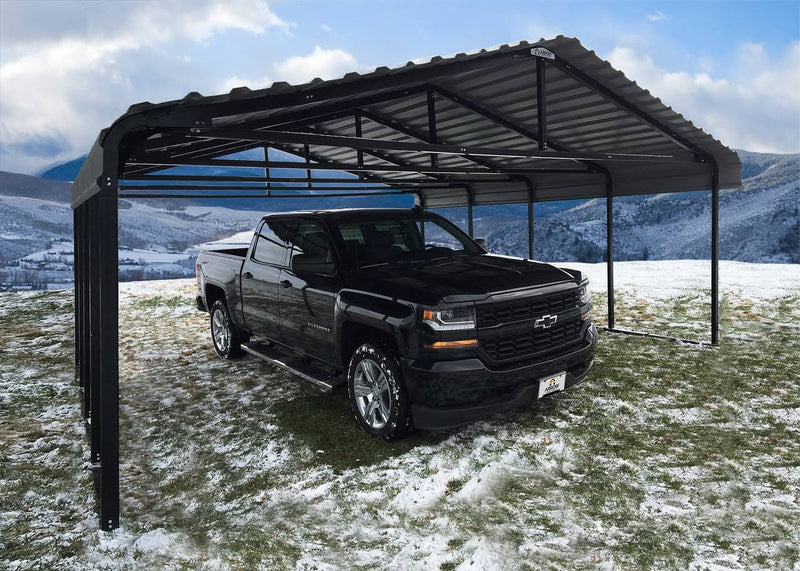 Load image into Gallery viewer, Arrow Powder Coated Steel Carport 20 ft. x 20 ft. - Charcoal
