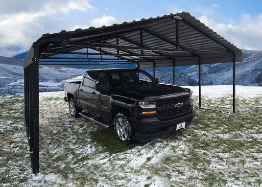 Arrow Powder Coated Steel Carport 20 ft. x 20 ft. - Charcoal