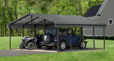 Load image into Gallery viewer, Arrow Powder Coated Steel Carport 20 ft. x 20 ft. - Charcoal
