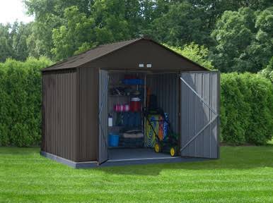 EZEE Shed Steel Storage 10 x 8 ft. Galvanized Extra High Gable Charcoal