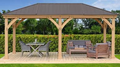 Load image into Gallery viewer, Yardistry Meridian Gazebo with Cedar Wood &amp; Aluminum Roof (12 ft. x 20 ft.)
