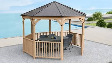 Load image into Gallery viewer, Yardistry Meridian Octagon Gazebo with Cedar Wood &amp; Aluminum Roof (12 ft.)
